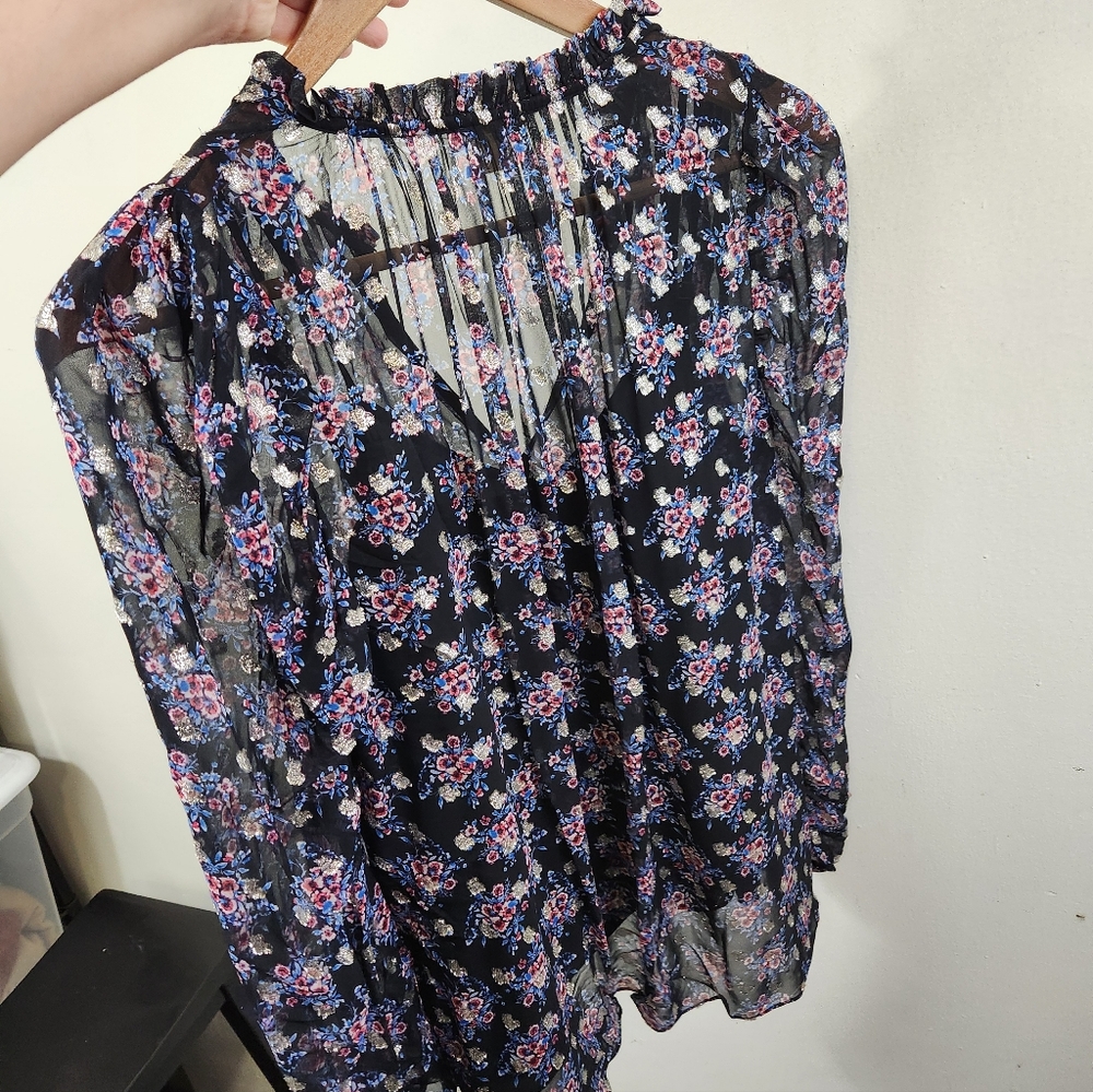Shoshanna Floral Metallic Blouse - Picture 4 of 8